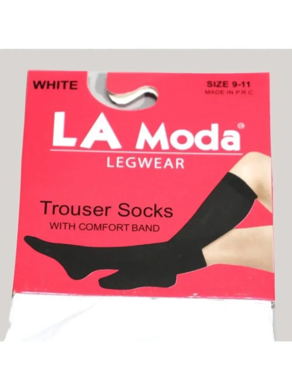 3 Pairs LA Moda Trouser Socks W/ Comfort Band Spandex Size 9-11 White